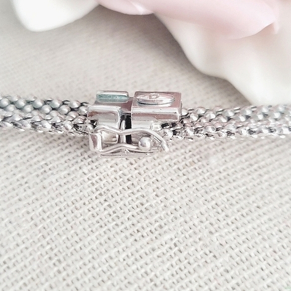 VINTAGE Designer Xoni diamond station popcorn design sterling silver necklace - Picture 9 of 10